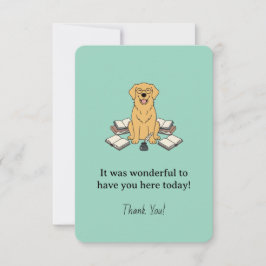 Cartão De Agradecimento Livros do Capítulo Um do Golden Retriever Verde Pa