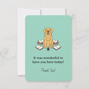 Cartão De Agradecimento Livros do Capítulo Um do Golden Retriever Verde Pa
