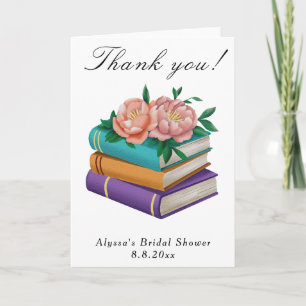 Cartão De Agradecimento Livros Obrigada Chuveiro de Noiva Floral