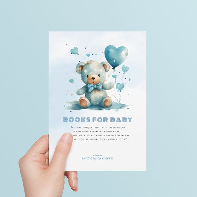 Cartão De Agradecimento Livros Para Bebê Blue Teddy Bear (Criador carregado)