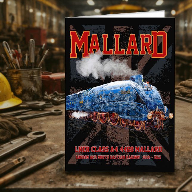 Cartão De Agradecimento LNER Classe A4 Mallard Locomotiva bandeira da Uniã (LNER Class A4 Mallard locomotive Union Jack flag. Thank You Card)