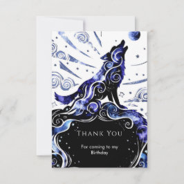 Cartão De Agradecimento Lobo de Aquarela Personalizado de Aniversário