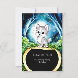 Cartão De Agradecimento Lobo de Aquarela Personalizado de Aniversário