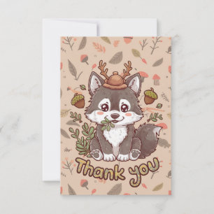 Cartão De Agradecimento Lobo Whimsical Adorável