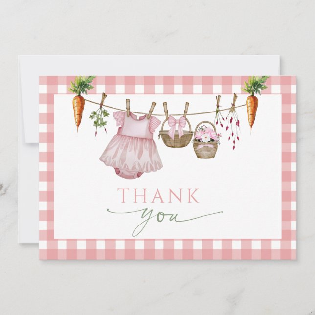 Cartão De Agradecimento Locally Grown pink Market Baby Shower Thank You  (Frente)