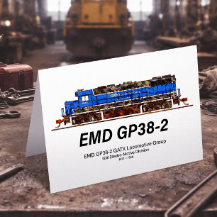 Cartão De Agradecimento Locomotiva a diesel EMD GP38-2 GATX azul e branco