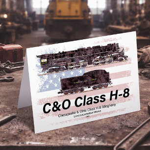 Cartão De Agradecimento Locomotiva Allegheny C&O Classe H-8 - bandeira dos