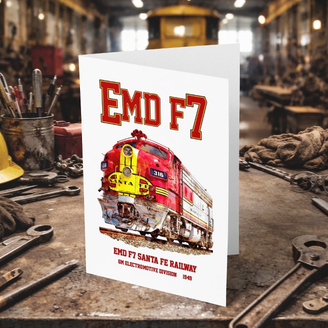 Cartão De Agradecimento Locomotiva diesel EMD F7 Santa Fe Warbonnet. (EMD F7 Santa Fe Warbonnet Diesel Locomotive. Thank You Card)