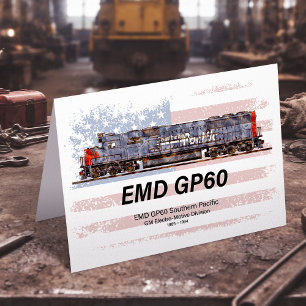 Cartão De Agradecimento Locomotiva diesel EMD GP60 e bandeira americana