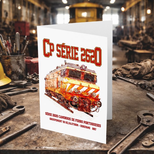 Cartão De Agradecimento Locomotiva elétrica CP Serie 2620. Loco Nez-Casse (CP Serie 2620 Electric Locomotive. Nez-Casse Locomotive. Thank You Card)