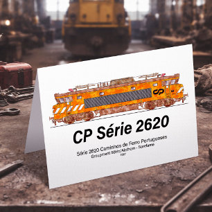Cartão De Agradecimento Locomotiva elétrica CP Serie 2620. Loco Nez-Casse