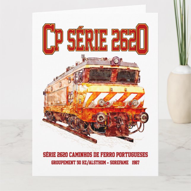 Cartão De Agradecimento Locomotiva elétrica CP Serie 2620. Loco Nez-Casse (Frente)