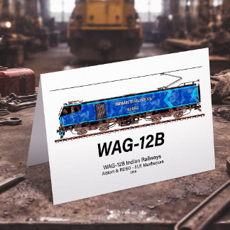 Cartão De Agradecimento Locomotiva WAG-12B. Caminho de ferro da Índia