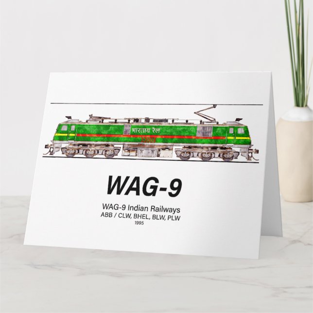 Cartão De Agradecimento Locomotiva WAG-9. Caminho de ferro da Índia (Frente)