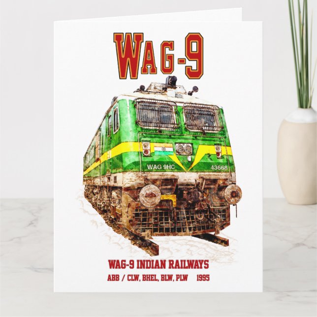 Cartão De Agradecimento Locomotiva WAG-9. Caminho de ferro da Índia (Frente)