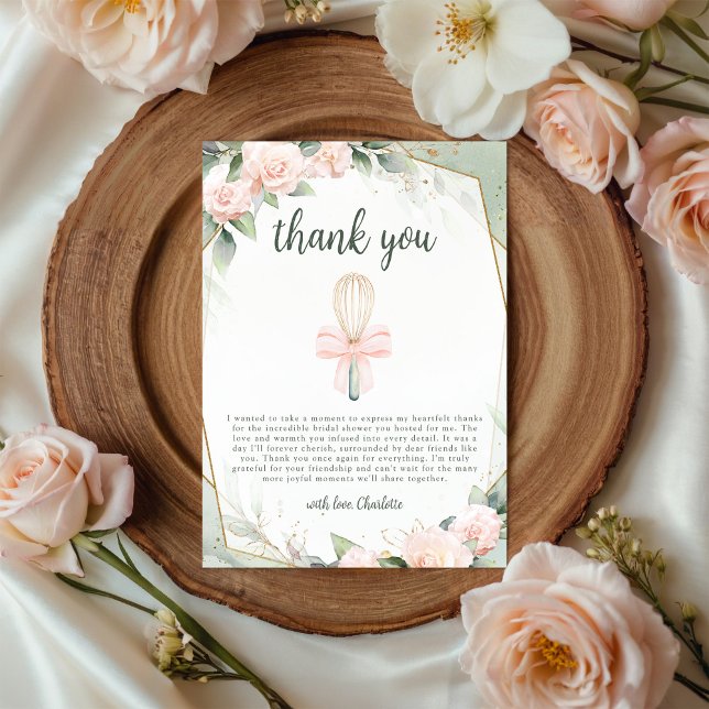 Cartão De Agradecimento Logo Chuveiro de Noiva Floral Rosa a Ser Levado Em (Criador carregado)