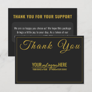 Cartão De Agradecimento Logo da Butique Chic Black Gold para Mídia Social