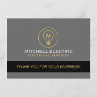 Cartão de Agradecimento LOGO MONOGRAMA LÂMPADA