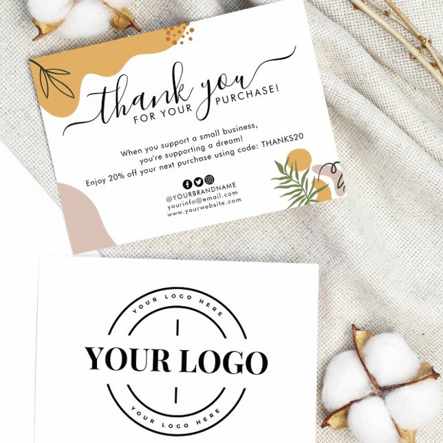 Cartão De Agradecimento Logotipo da Boho Business Obrigado Comprar (Criador carregado)