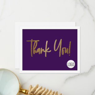 Cartão De Agradecimento Logotipo da empresa personalizada Faux Dourado Pur