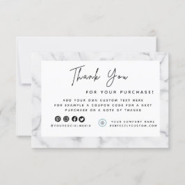 Cartão De Agradecimento Logotipo de borda de mármore branco