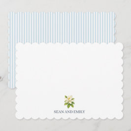 Cartão De Agradecimento Logotipo de Flor de Magnólia Azul Personalizado