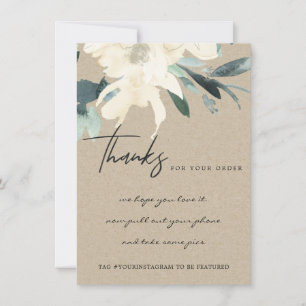 CARTÃO DE AGRADECIMENTO LOGOTIPO DE NEGÓCIOS DO KRAFT IVORY FLORATE CORPO