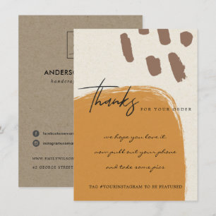 CARTÃO DE AGRADECIMENTO LOGOTIPO DE NEGÓCIOS DO KRAFT ORANGE RUST ABSTRAT