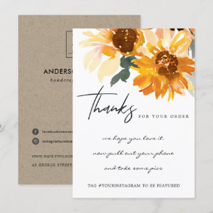 CARTÃO DE AGRADECIMENTO LOGOTIPO DE NEGÓCIOS FLORAIS FLORAIS AMARELO