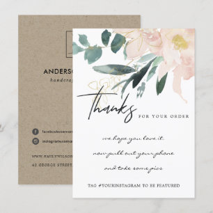 CARTÃO DE AGRADECIMENTO LOGOTIPO DE NEGÓCIOS FLORAL DOURADO SEM NEGÓCIOS