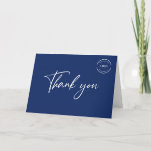 Cartão De Agradecimento logotipo de negócios profissional azul personalizá