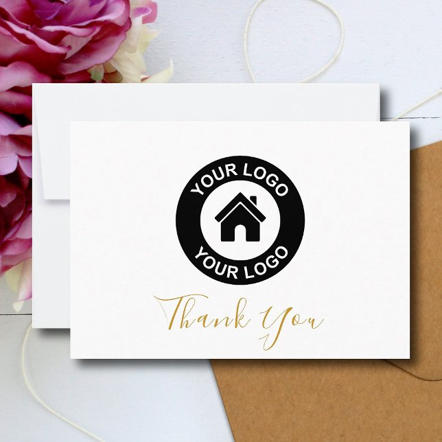 Cartão De Agradecimento Logotipo e Mensagem Comercial Personalizados (Criador carregado)