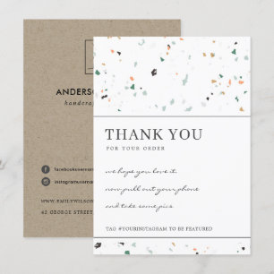 CARTÃO DE AGRADECIMENTO LOGOTIPO EMPRESARIAL DA TERRAZZO ESPECKED STONE CO