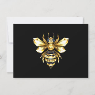 Cartão De Agradecimento Logotipo Faux Gold Foil Polygonal da Abelha em Pre
