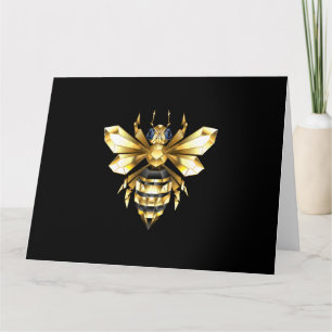 Cartão De Agradecimento Logotipo Faux Gold Foil Polygonal da Abelha em Pre