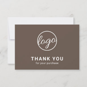 Cartão De Agradecimento Logotipo Marrom Moderno Simples Personalizado de N