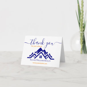 Cartão De Agradecimento Logotipo personalizado branco e dourado de imobili