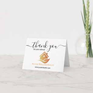 Cartão De Agradecimento Logotipo personalizado branco e dourado de imóveis