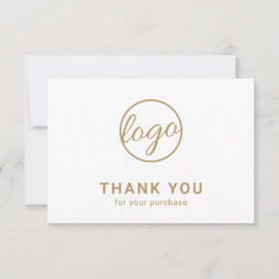 Cartão De Agradecimento Logotipo Personalizado Simples Elegante Ouro Negóc