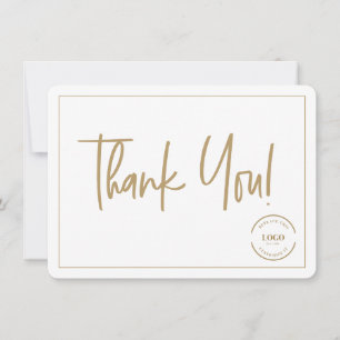 Cartão De Agradecimento Logotipo Personalizado Simples Ouro Negócios Moder