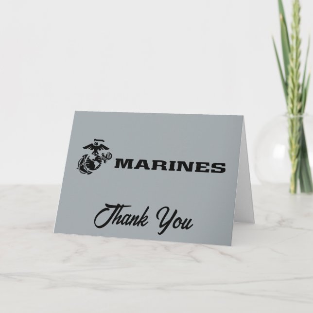 Cartão De Agradecimento Logotipo preto empilhado do USMC (Frente)