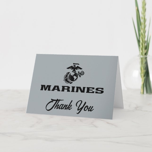 Cartão De Agradecimento Logotipo preto empilhado do USMC (Frente)