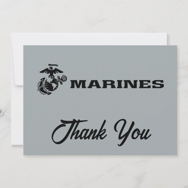 Cartão De Agradecimento Logotipo preto empilhado do USMC (Frente)