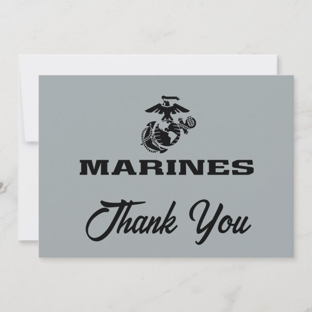 Cartão De Agradecimento Logotipo preto empilhado do USMC (Frente)