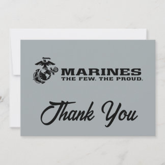 Cartão De Agradecimento Logotipo preto empilhado do USMC "Os poucos, os or