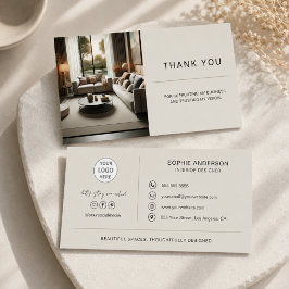 Cartão De Agradecimento Logotipo Profissional de Designer de Interiores Mo