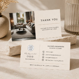Cartão De Agradecimento Logotipo Profissional de Designer de Interiores Mo