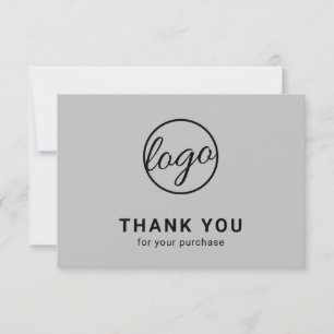 Cartão De Agradecimento Logotipo simples de Cinza leve moderna personaliza