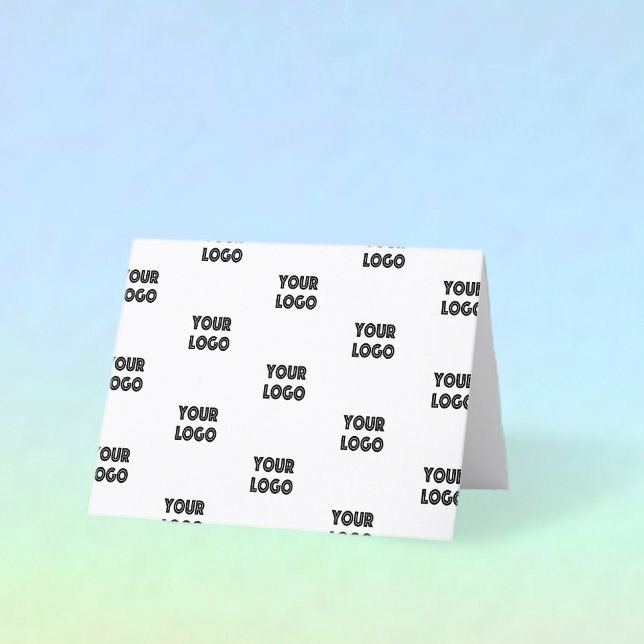 Cartão De Agradecimento Logotipo simples de repetição | Branco (Criador carregado)