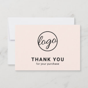Cartão De Agradecimento Logotipo simples e simples, cor-de-rosa-pincel, pe